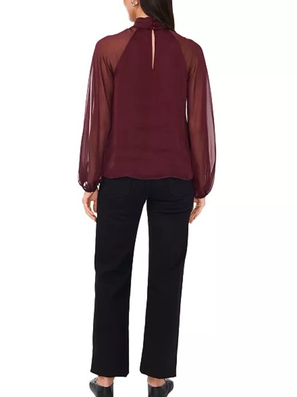 1.State Women's Mock Neck Raglan Sheer Balloon Sleeve Blouse, Small, NWT - Picture 5 of 13